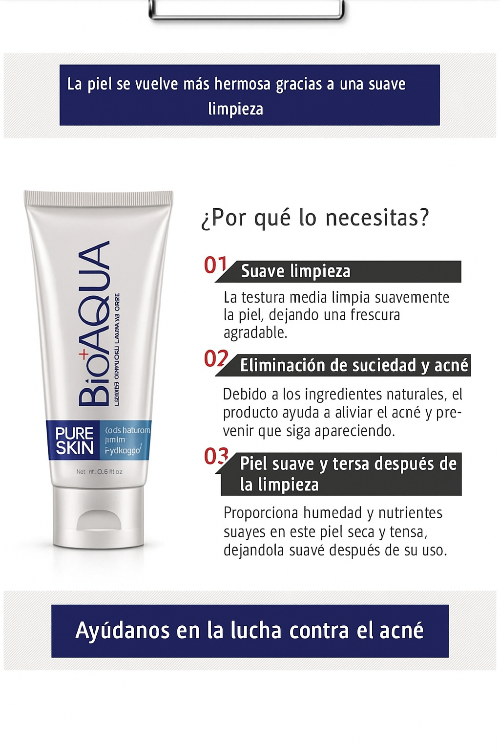 Jabón -  Limpiador Facial BioAQUA Anti Acne + Envio Gratis