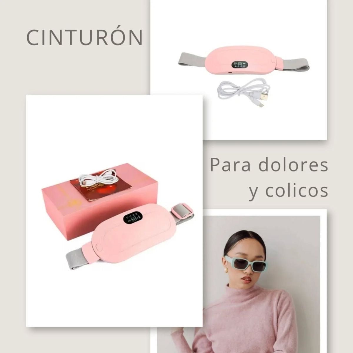 Cinturón Aliviador de Cólicos con Calor y Masajeador + Envio Gratis