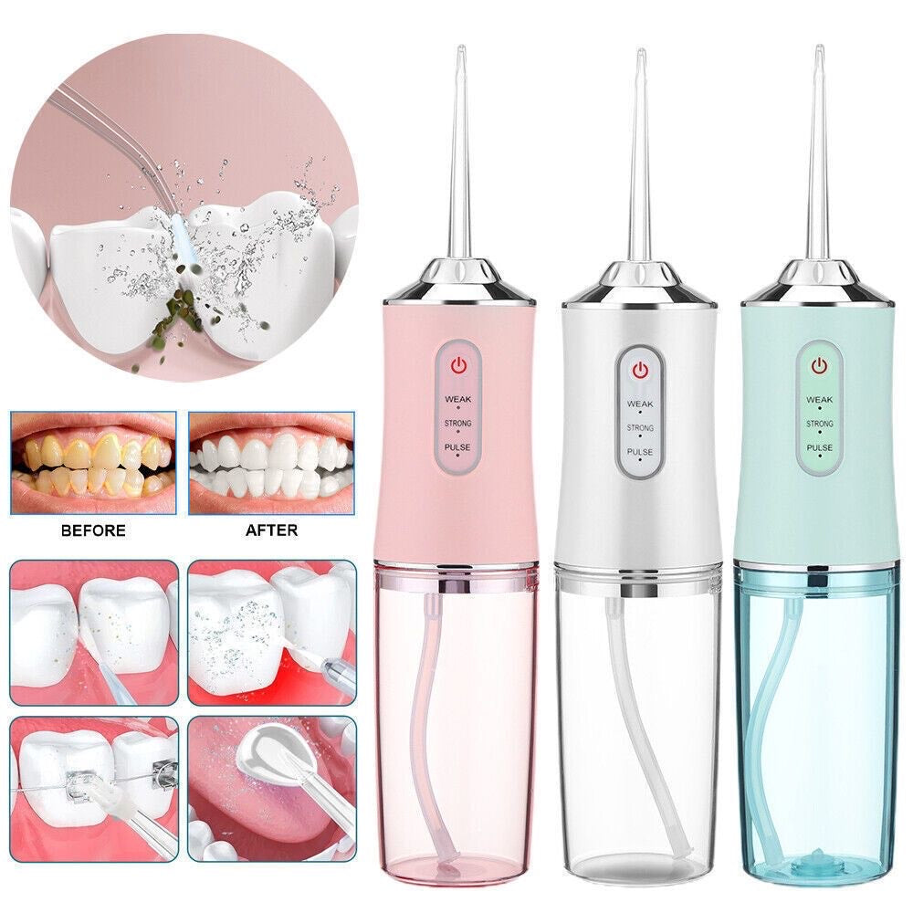 Irrigador Bucal Portátil Recargable | Limpieza Dental Profesional en Casa | 4 puntas + Envio Gratis