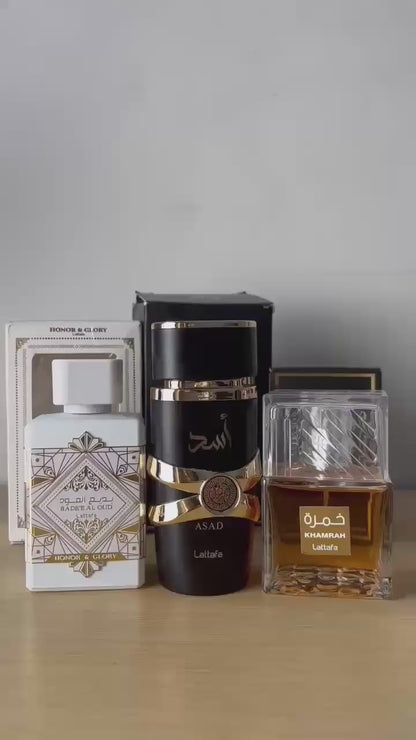 3 Perfumes Árabes Lattafa – Asad | Glory | Honor | + Envío Gratis
